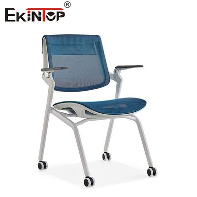 Blue And Gray Training Room Chair With Wheels Chuyển lại