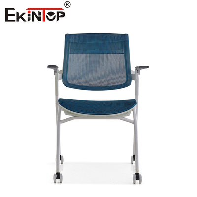 Blue And Gray Training Room Chair With Wheels Chuyển lại