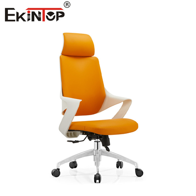 OEM ghế văn phòng da màu cam với chân kim loại bánh xe im lặng