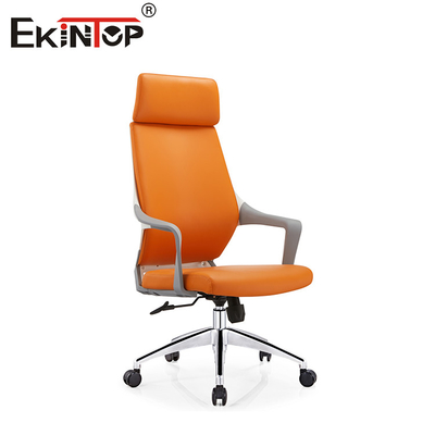 High Back Orange da ghế văn phòng với bánh xe phong cách hiện đại
