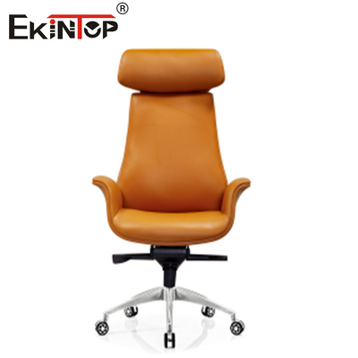 ghế văn phòng da tổng hợp thoải mái điều chỉnh bánh xe xoay màu cam