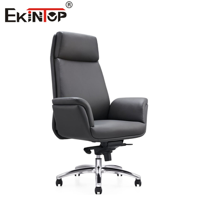 Ghế văn phòng da hiện đại với chân kim loại bánh xe độ cao điều chỉnh