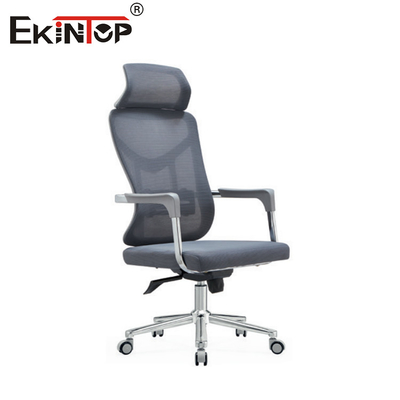 Ghế văn phòng ergonomic với nệm đầu và chân kim loại vải lưới