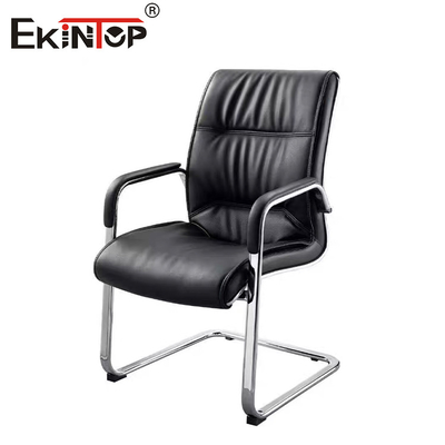 OEM ghế văn phòng da đen với yên tay và khung kim loại phong cách kinh doanh