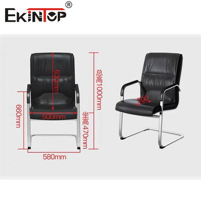 OEM ghế văn phòng da đen với yên tay và khung kim loại phong cách kinh doanh