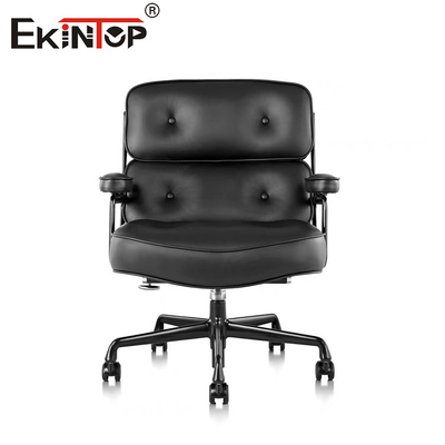 Mid Back ghế văn phòng da đen với Casters độc đáo