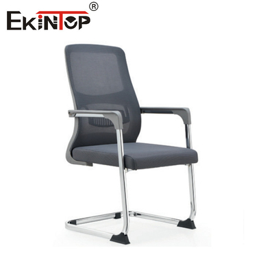 Ghế văn phòng lưới màu xám không có Casters khung kim loại thiết kế hiện đại
