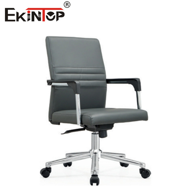 Mid Back Executive Leather Office Chair With Metal Base And Armrests (Chỗ ghế văn phòng bằng da với cơ sở kim loại và dựa cánh tay)