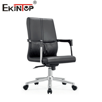 Modern Mid Back Chỗ ghế văn phòng da đen khung chân quay