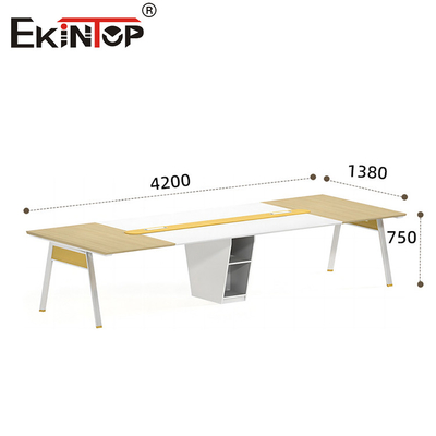 Phong cách hiện đại Bàn hội nghị văn phòng vật liệu gỗ chân kim loại tùy chỉnh