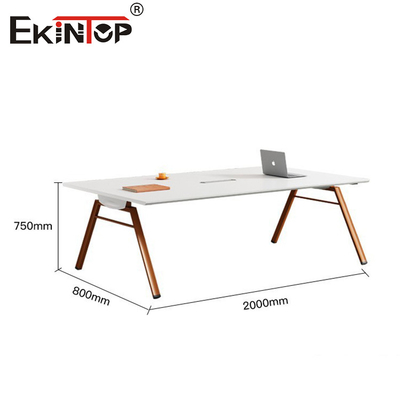 Bàn hội nghị kiểu tối giản hiện đại với chân kim loại và bàn gỗ