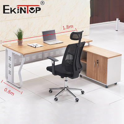 Bàn văn phòng bán buôn Bàn làm việc bằng gỗ khung kim loại Bàn góc gỗ