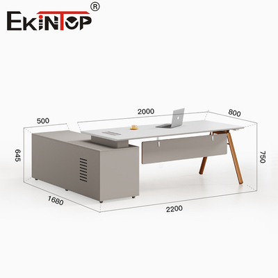 Thiết kế hiện đại chất lượng cao Bàn trắng với tủ lưu trữ Bàn gỗ Acacia