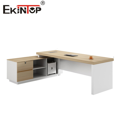 Bàn văn phòng kiểu gỗ rắn hình chữ L Tất cả bàn làm việc hiện đại tùy chỉnh không gian văn phòng