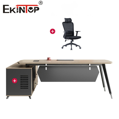 Bàn văn phòng Walnut trong phong cách hiện đại Bàn điều hành với ngăn kéo chức năng mở rộng