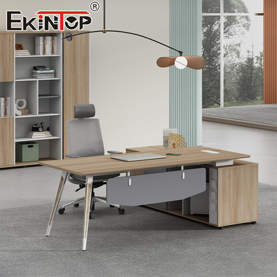 Bàn văn phòng gỗ sồi phong cách hiện đại với tủ bên