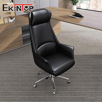 Thị trường văn phòng điều hành da đen tùy chỉnh với ghế vẽ ergonomic xoay