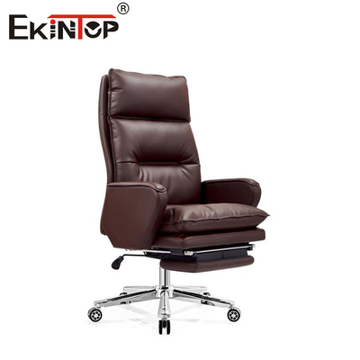 High Back Brown PU Da Reclining Swivel Văn phòng ghế da Nhà Văn phòng ghế bàn