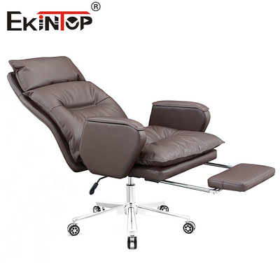 High Back Brown PU Da Reclining Swivel Văn phòng ghế da Nhà Văn phòng ghế bàn