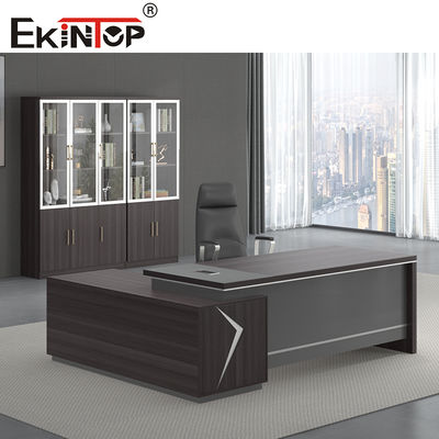 Ekintop Modern Executive CEO Office Desk Set L-Shape Wooden Executive Office Desk
