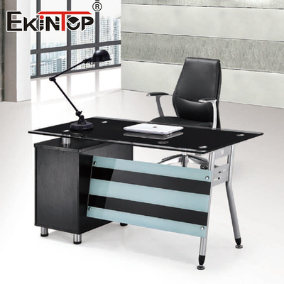 Modern Manager Kính cường lực Bàn máy tính Hình chữ L Nội thất văn phòng Bán buôn