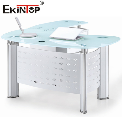 Thương mại nhỏ kính trên bàn máy tính xách tay Modern Glass Office Writing Desk