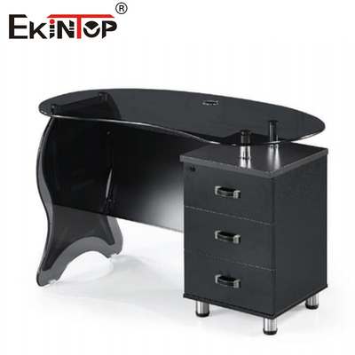 gỗ kim loại kính góc bàn máy tính Đen mịn bóng kết thúc