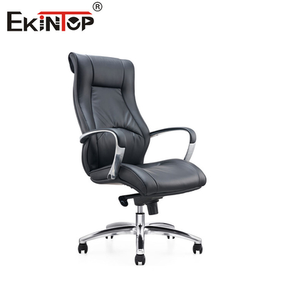 High Swivel Đen PU ghế văn phòng da với hỗ trợ cánh tay cố định