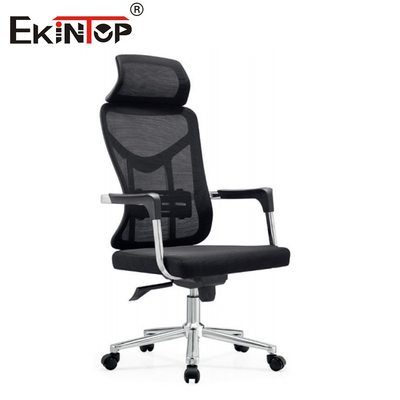 Ghế văn phòng ergonomic với nệm đầu và chân kim loại vải lưới