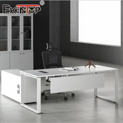 Nhà sản xuất Văn phòng điều hành Bàn văn phòng màu trắng phong cách hiện đại Vật liệu gỗ