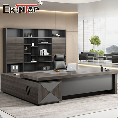 Thư ký có thể tùy biến gỗ rắn văn phòng điều hành bàn làm việc lớn với ngăn kéo