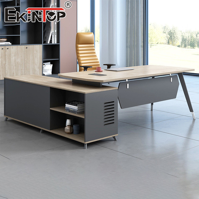 Kiểu hiện đại Oak Manager Văn phòng bàn điều hành bàn với ngăn kéo tùy chỉnh